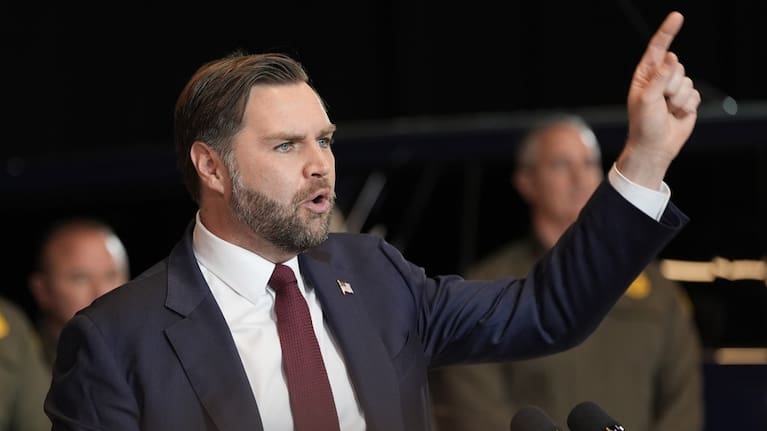 US Vice President JD Vance speaks during a news conference in Minneapolis.