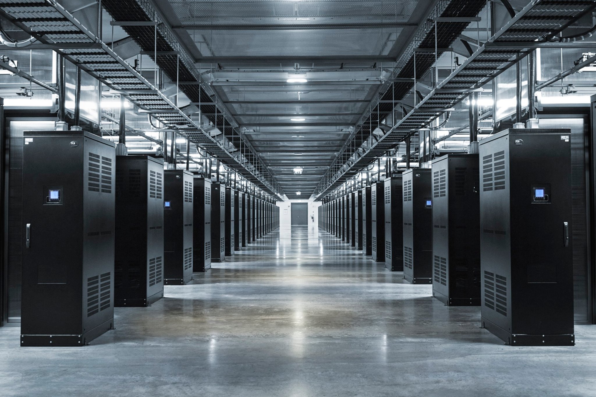 Meta's Lulea data center in Sweden with rows of server racks.