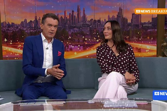 Michael Rowland in 2024, annoucing he was stepping down from News Breakfast,