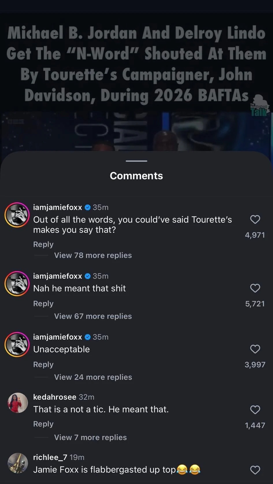 Jamie Foxx Says BAFTA Awards Controversy Was Intentional, Not Due to Tourette’s.