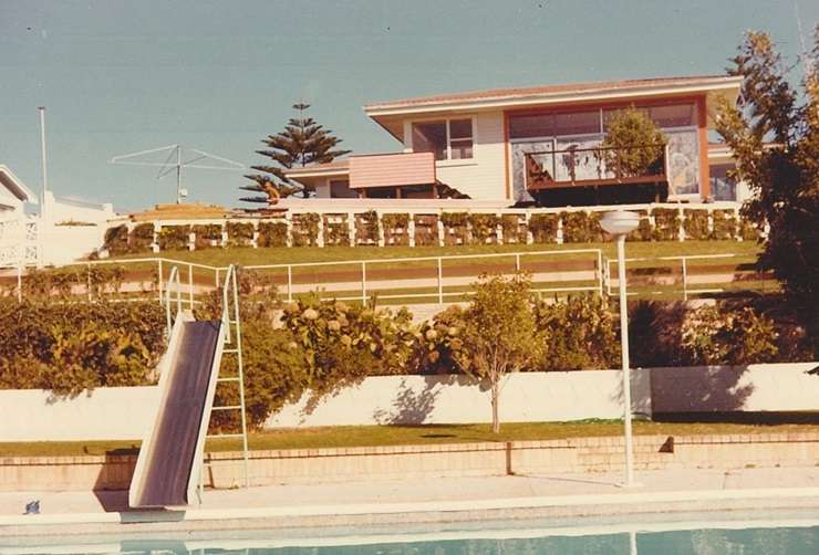 Contestants line up for Miss NZ 1965 at the Oceanbeach Road property. The pool’s gone, and the property is under contract. Photo / Supplied