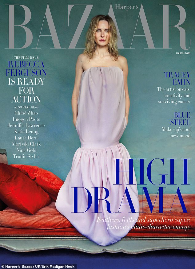 For the cover, Rebecca slipped into a stunning strapless lilac gown, striking up a sultry pose for the camera