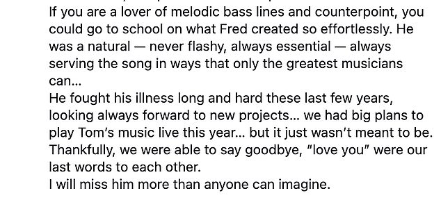 His bandmate and guitarist Jimmy Rip revealed Fred had been battling an illness for 'years' before he passed away on Thursday