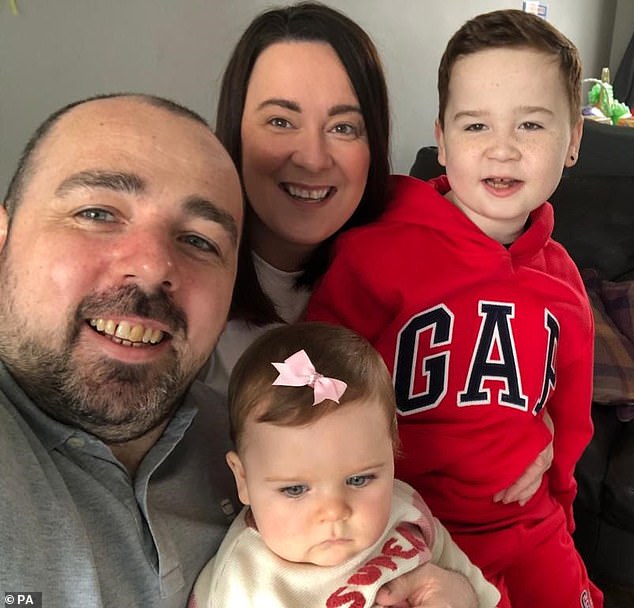 David McKenna, 12, who plays Piggy in the Lord of Flies TV show, is seen with his sister Eimear, mum Elizabeth and dad Jim