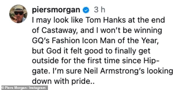 He shared clip of himself hobbling on crutches, while joking to the camera: 'One small step for man, one giant leap for man kind'.