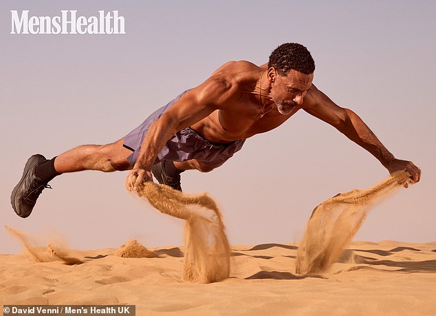 Rio showed off his agility and stamina in the new snaps as he wore just a pair of purple gym shorts