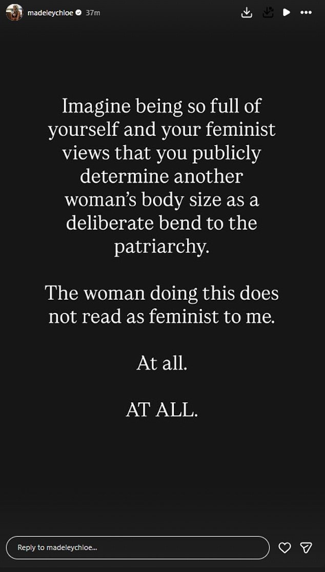 But TV personality Chloe, the daughter of Richard Madeley and Judy Finnigan, has now shared her criticisms of Jameela's post