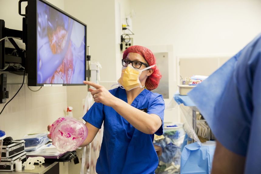 Katie Weimer served as a biomedical engineer during the historic 2016 separation of Jadon and Anias McDonald, twins born conjoined at the head. Here, she used a 3D-printed model to help guide surgeons during a critical moment of the 27-hour surgery at the Children's Hospital at Montefiore Medical Center in the Bronx, New York.