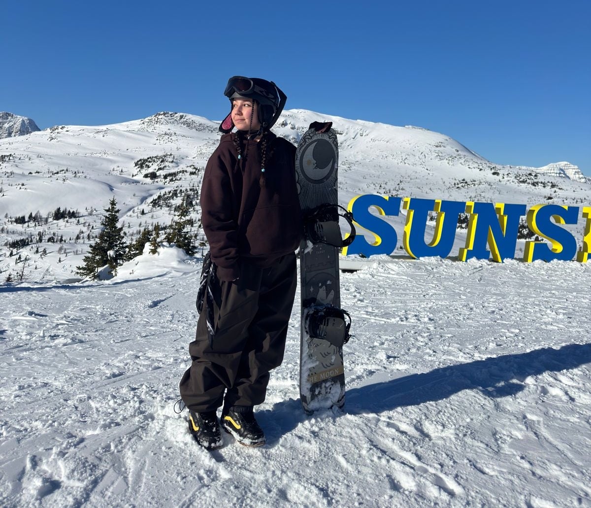 Javiera Sepulveda seen here taking a break from snowboarding at Sunshine Village.  She says the easy access to ski hills in Banff was the draw for her to move to Canada.