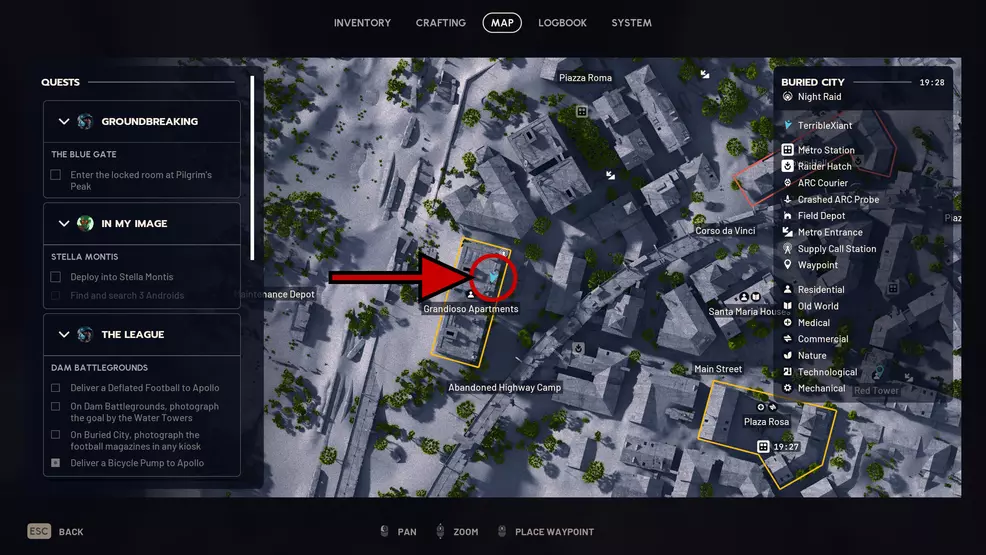 The location of the Buried City Residential Master Key door in ARC Raiders.