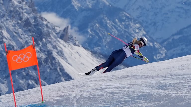 United States' Lindsey Vonn crashes during an alpine ski women's downhill race, at the 2026 Winter Olympics, in Cortina d'Ampezzo, Italy.