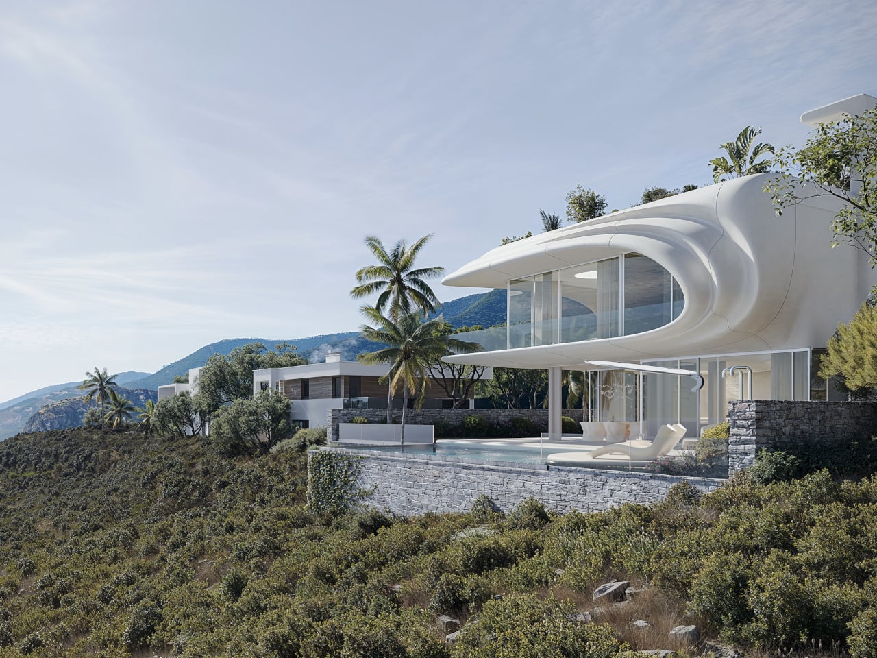 PERLA Freezes a Breaking Wave into a Sculpted Hillside Home