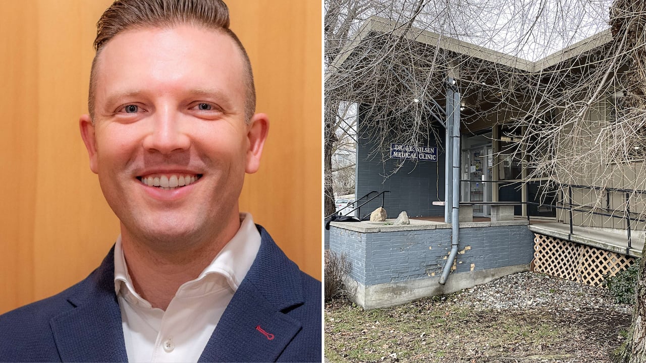 A smiling man, and a medical clinic.