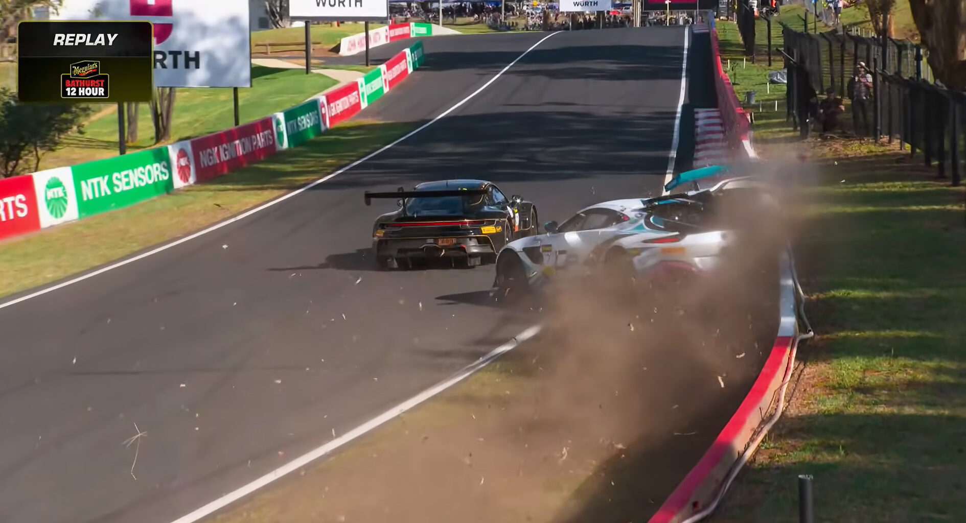 Porsche collides with Aston Martin in Bathurst 12 Hour practice