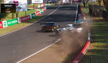 Porsche collides with Aston Martin in Bathurst 12 Hour practice