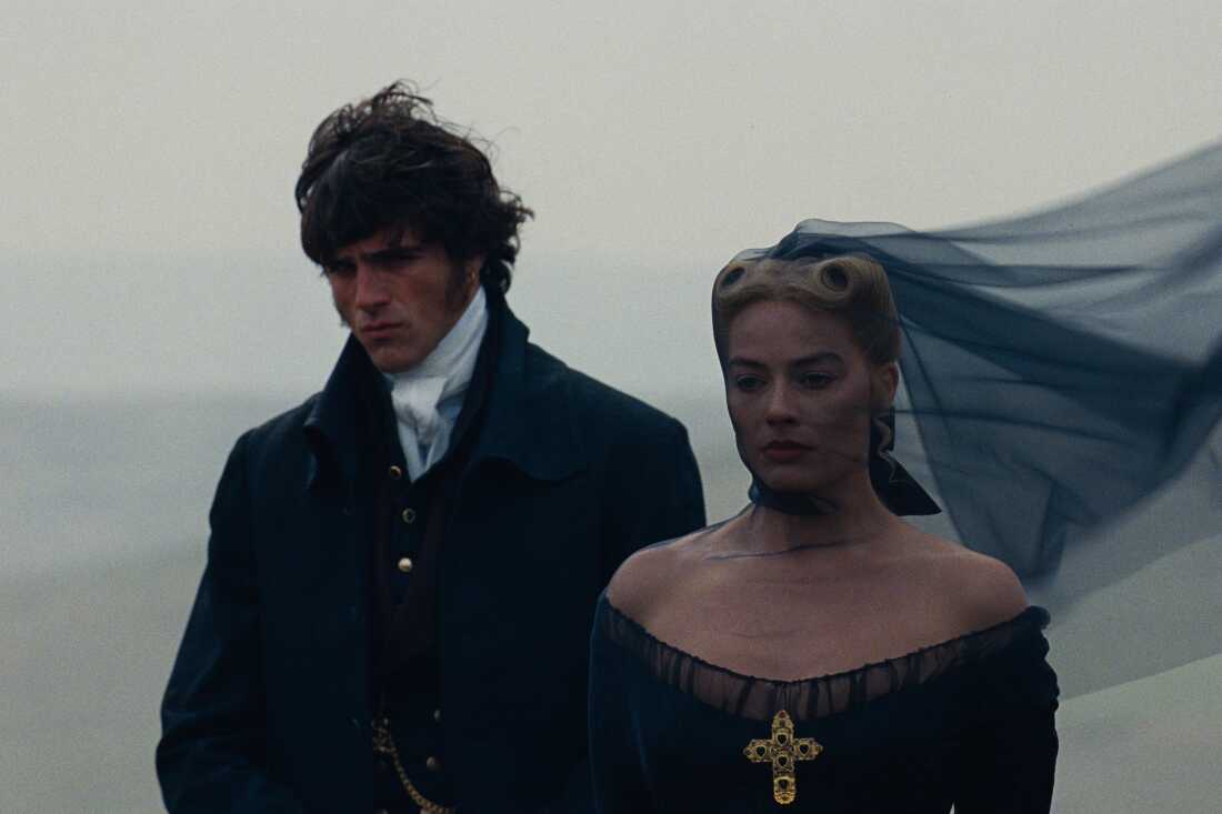 Jacob Elordi and Margot Robbie as Heathcliff and Catherine in "Wuthering Heights."