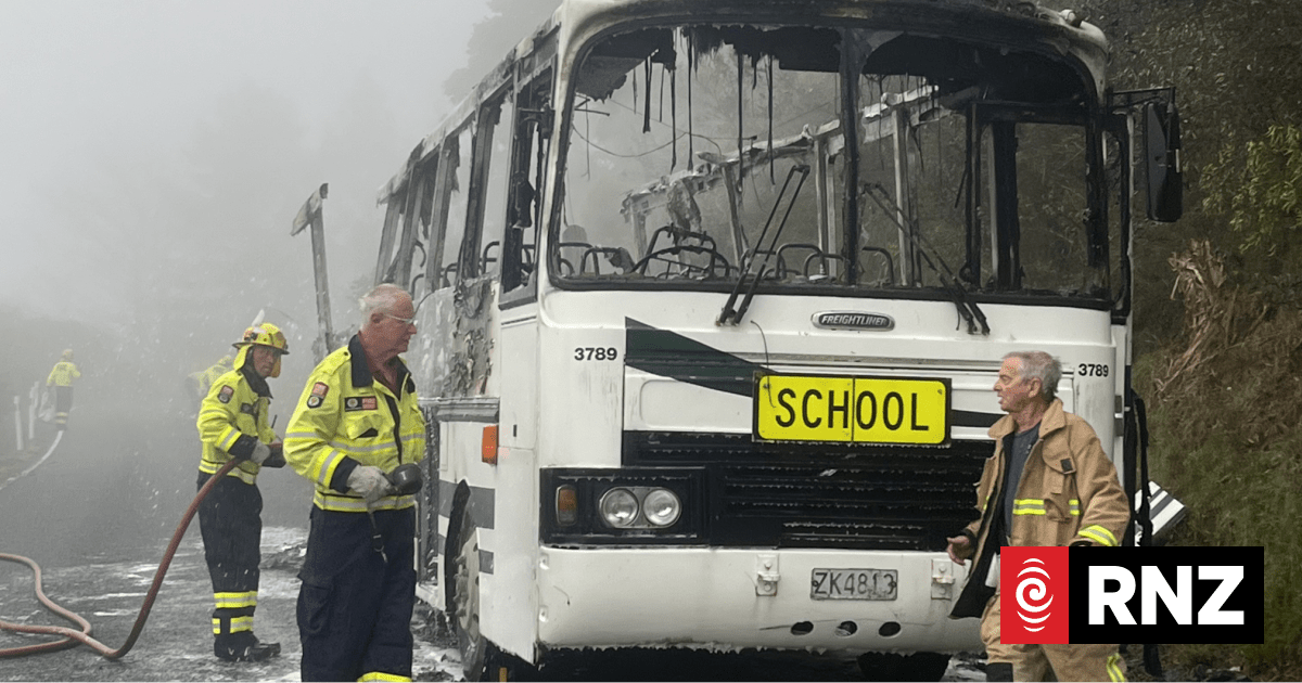 Four children escape as bus goes up in flames at Leigh