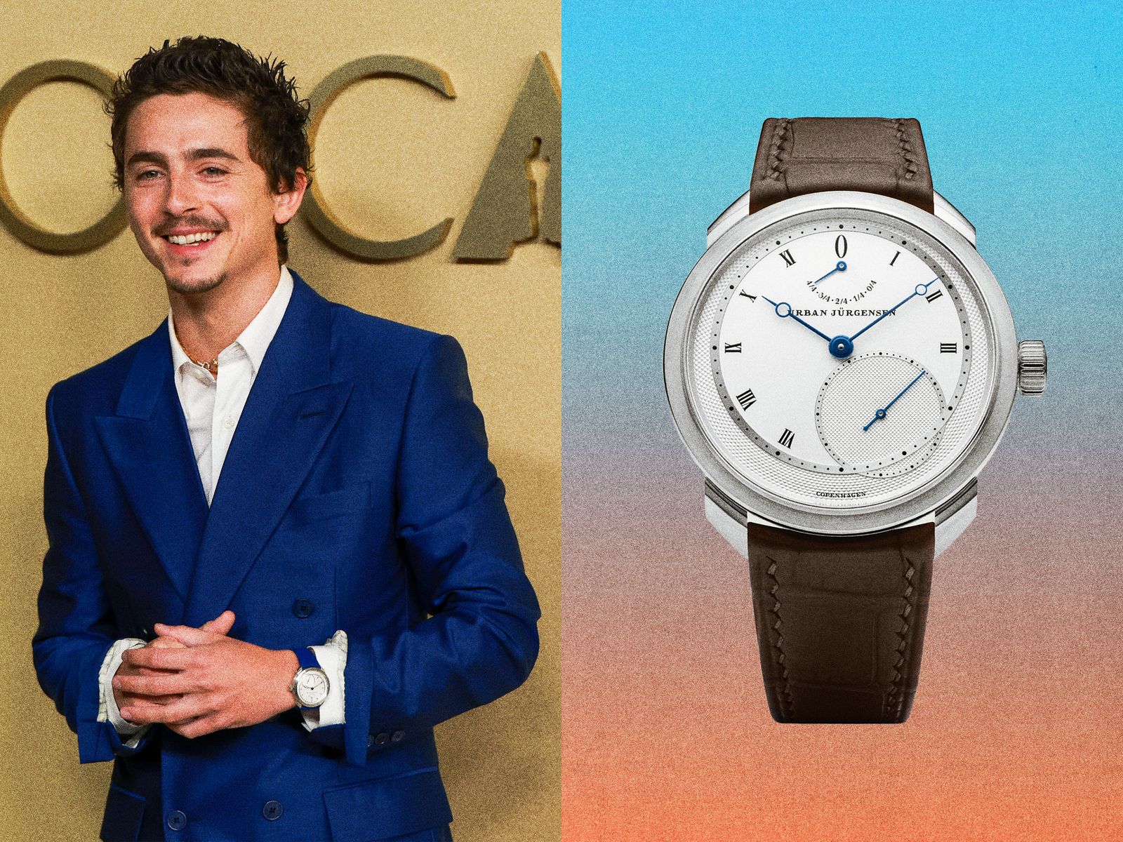 Image may contain Wristwatch Arm Body Part Person Adult Clothing Formal Wear and Suit