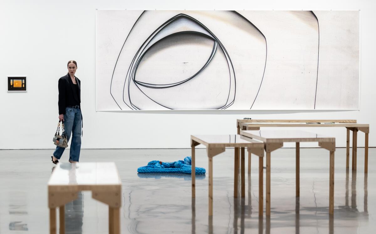 Visitors in a gallery.