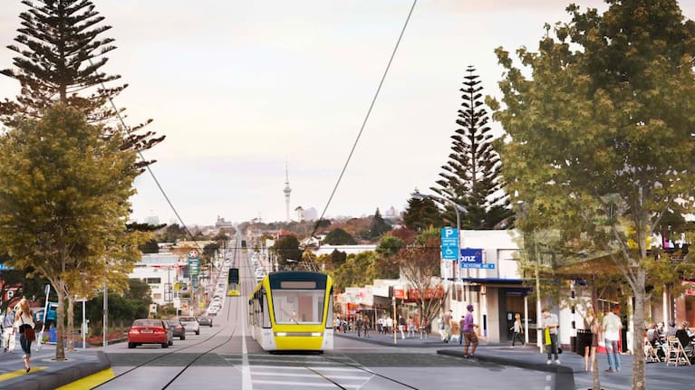 2016 render of light rail through Mt Roskill.