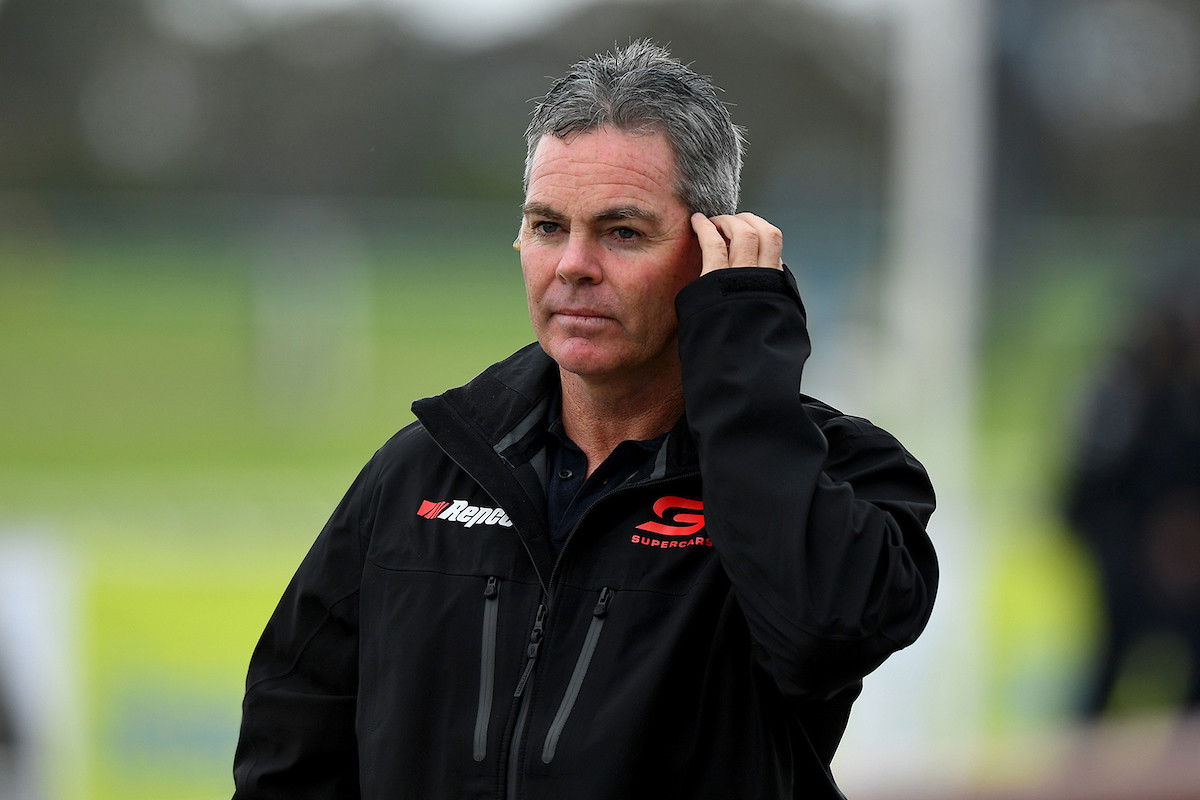 Craig Lowndes reacts to first Team 18 Camaro laps