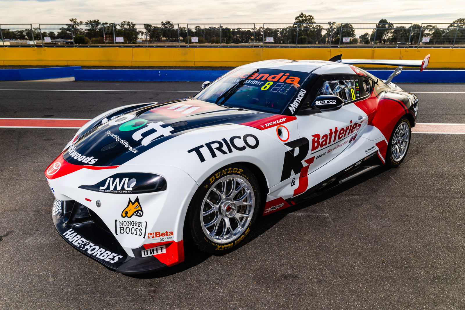 Andre Heimgartner's #8 R&J Batteries Toyota Supra.