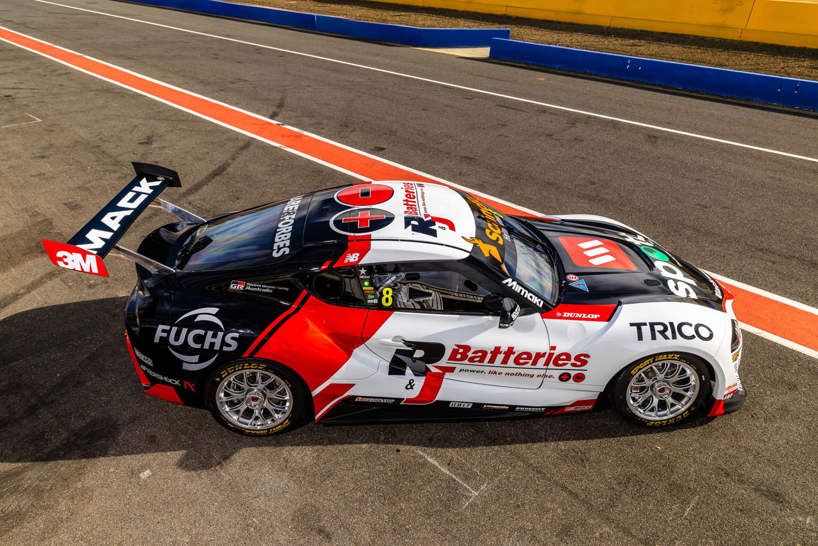 Andre Heimgartner's #8 R&J Batteries Toyota Supra.