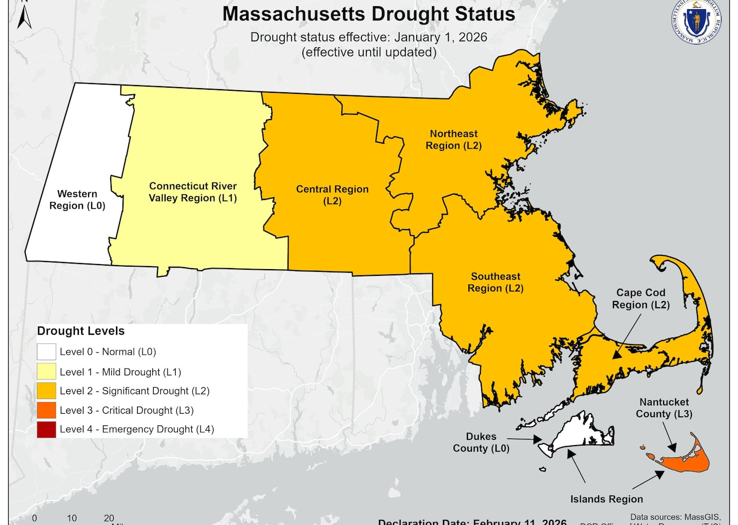 Current drought conditions across Massachusetts.