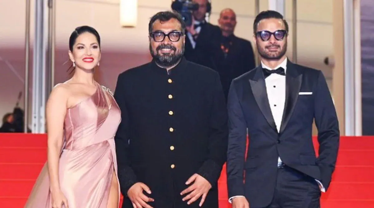 Sunny Leone, Anurag Kashyap and Rahul Bhat at Kennedy Cannes Premiere
