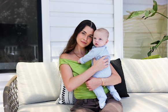 Courtney Stubbs and youngest son Paxton. Stubbs developed an adjustment disorder during her first pregnancy due to changes in her body. 