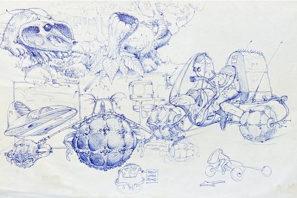 One of Base’s sketches from the exhibition <i>The Hidden World of Graeme Base.</i>.