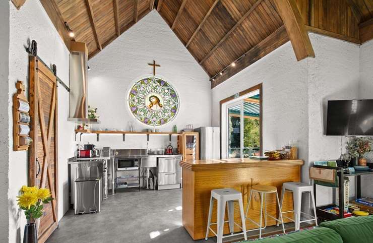 The former Saint Augustine Church at 907 Tuapeka Mouth Road, Balclutha, is an off-grid miracle with a price guide of over $439,000. Photo / Supplied