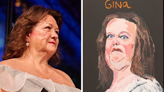 Gina Rinehart; and the portrait by artist Vincent Namatjira