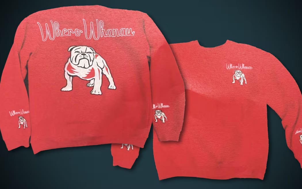 Barry Dwayne Kahui was arrested for wearing the pictured sweatshirt. It was seized and he has since claimed it was his wife's and he did not believe it was gang insignia.