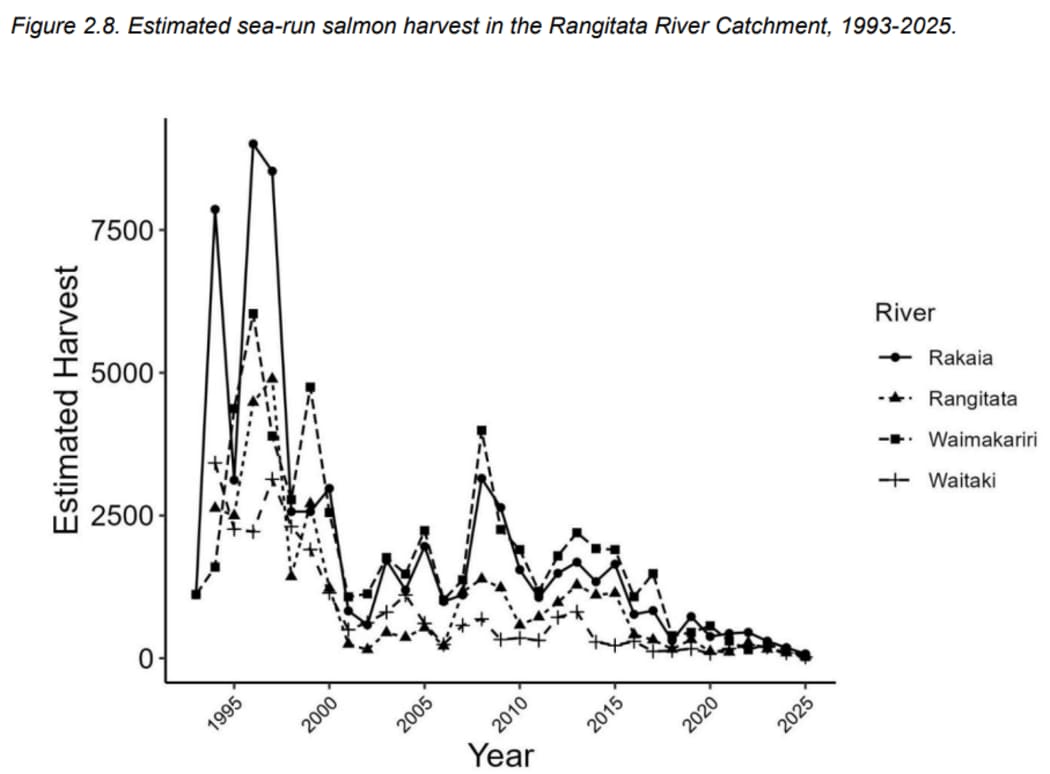 Sourced from Fish and Game's sea-run salmon survey for 2024/25 season.