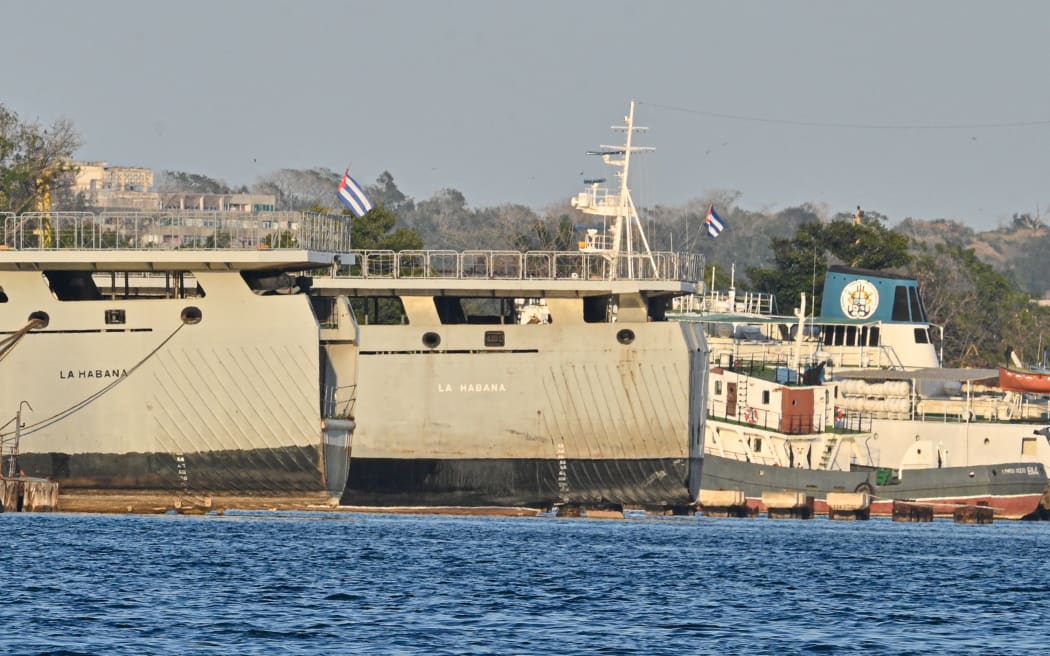 Cuban coast guard ships docked at the port of Havana on February 25, 2026. Cuba's coast guard said on February 25, 2026, it shot dead four people and wounded six others traveling in a US-registered speedboat during an exchange of fire near Cuba's shores that came amid heightened tensions with Washington. (Photo by Adalberto ROQUE / AFP)