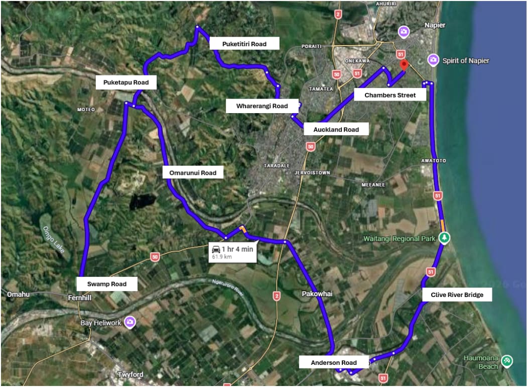 The route taken by a vehicle of interest in the Sharlene Smith murder investigation.