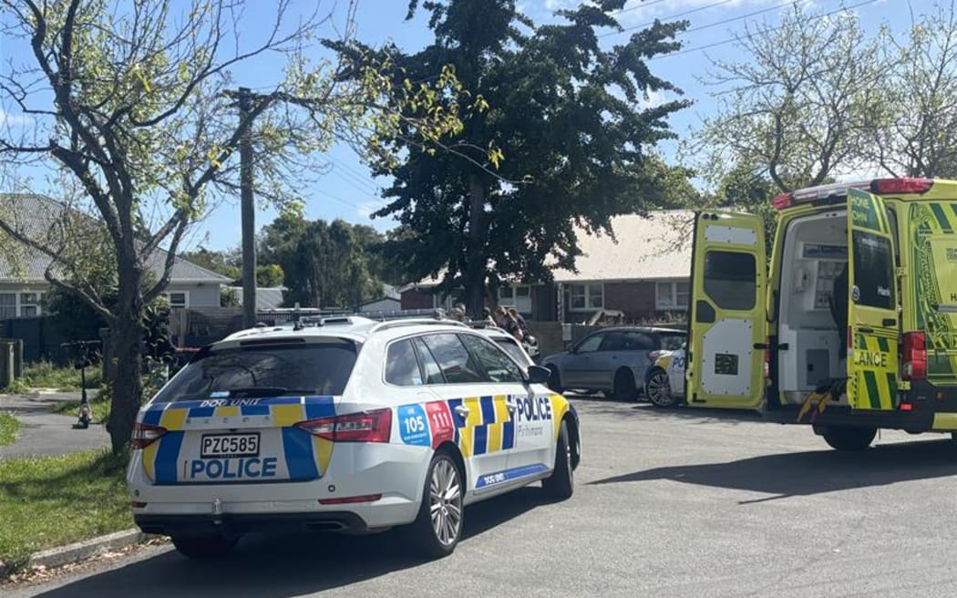 Emergency services at a house in Bryndwr, Christchurch.