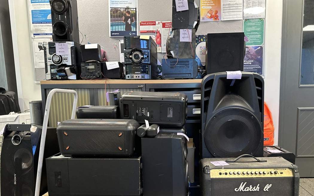 Confiscated audio equipment.