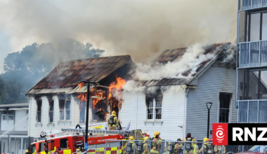 Watch: Fire tears through pavilion at Auckland's Northcote College