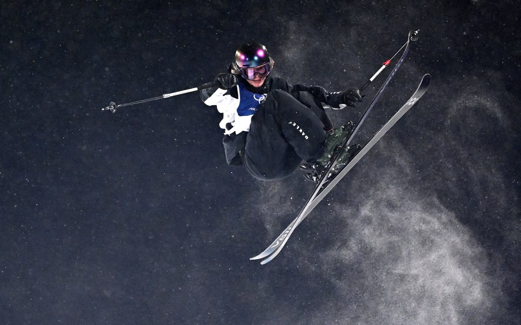 New Zealand freeskier Mischa Thomas competes in the halfpipe at the Winter Olympics, 2026.