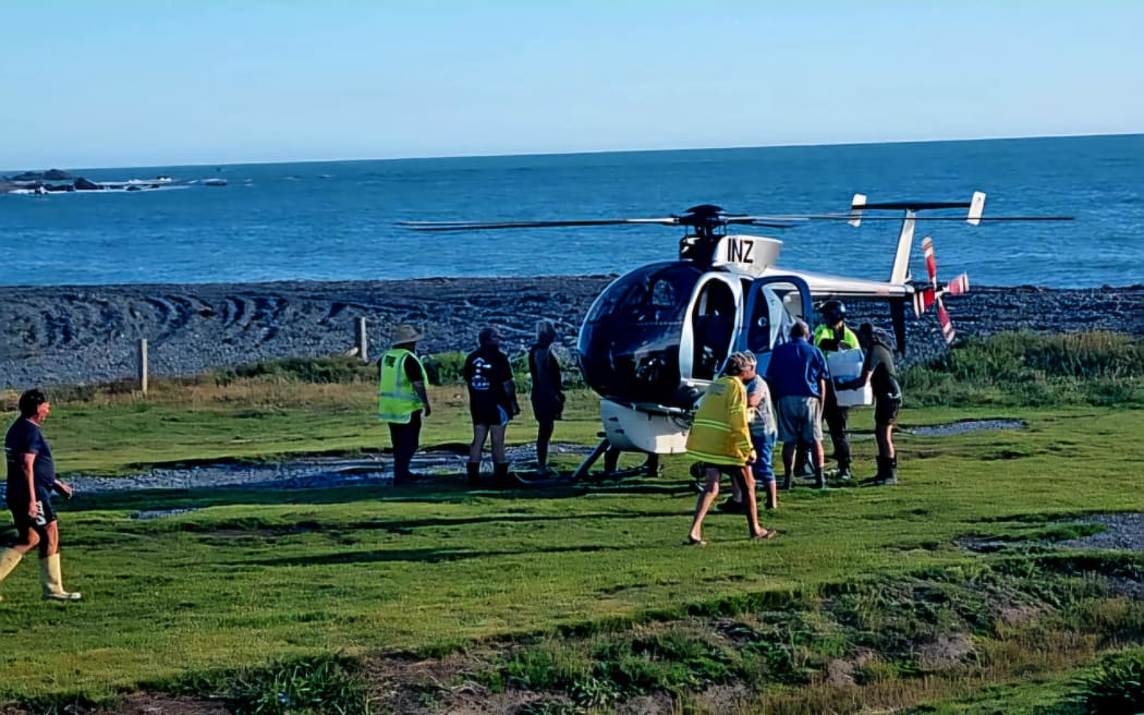 Helicopter supply drop in Ngawi on Wednesday evening.