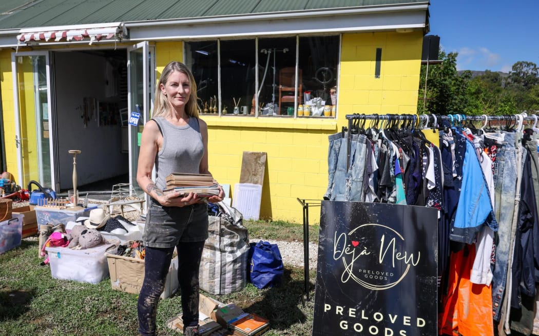 Déjà New Preloved Goods Little River owner Lisa Ashfield says she's been flooded twice in 12 months. The water reached just over the top of her gumboots the first time. She believes this flood will signal the end of her shop after three years in business.