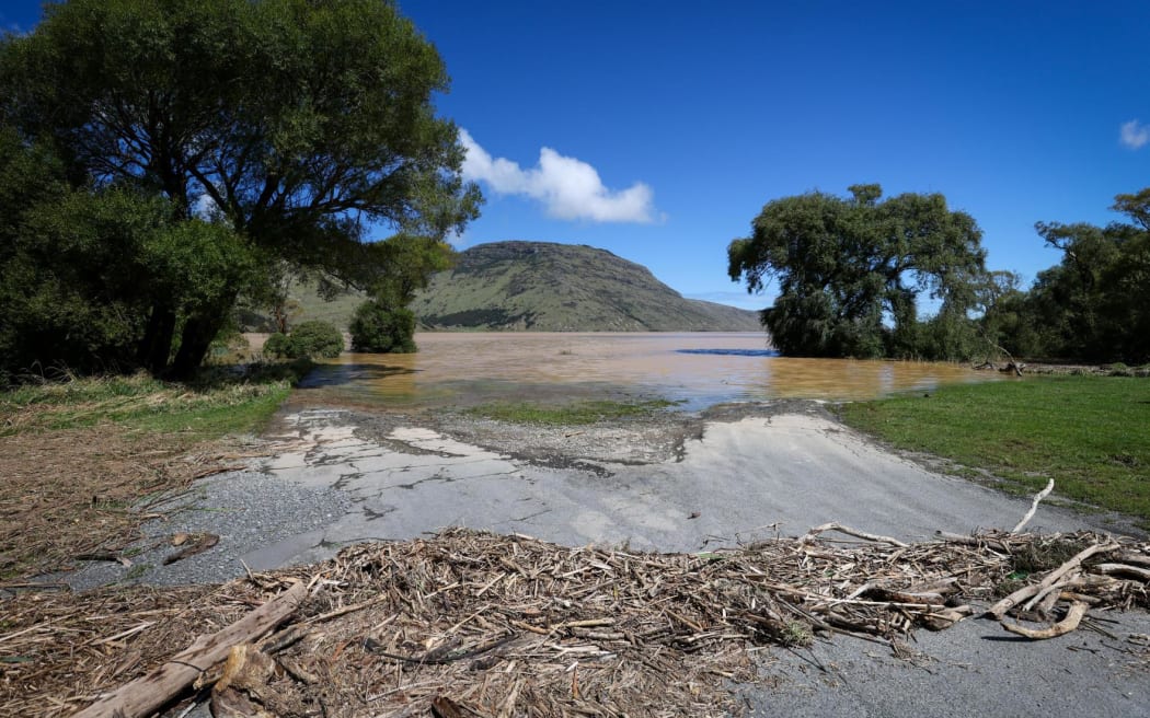 Lake Forsyth in Banks Peninsula following the bad weather.