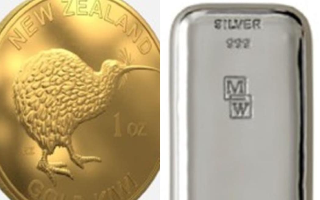 What the gold coins and silver bars look like.