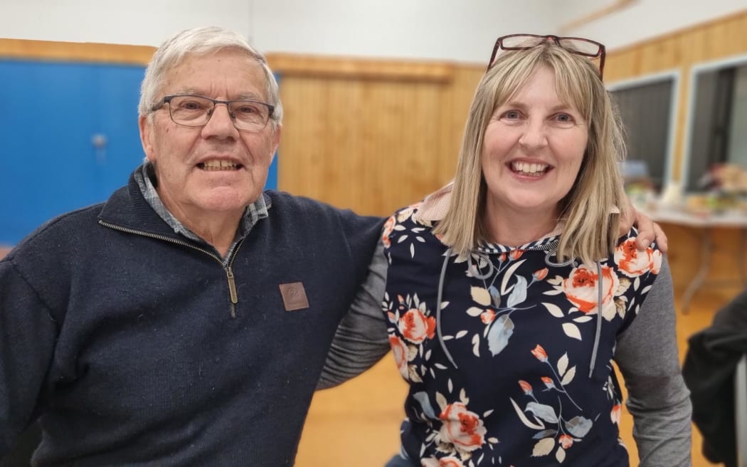 George Pilcher and daughter Cherie O'Leary made the best of their night at the Ashhurst Village Centre catching up with neighbours and enjoying a laugh or two.
