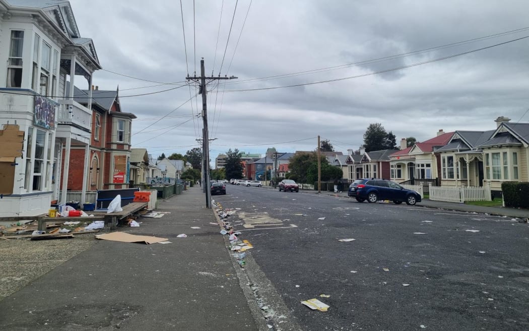 Castle Street in Dunedin on a Sunday morning during O-Week.