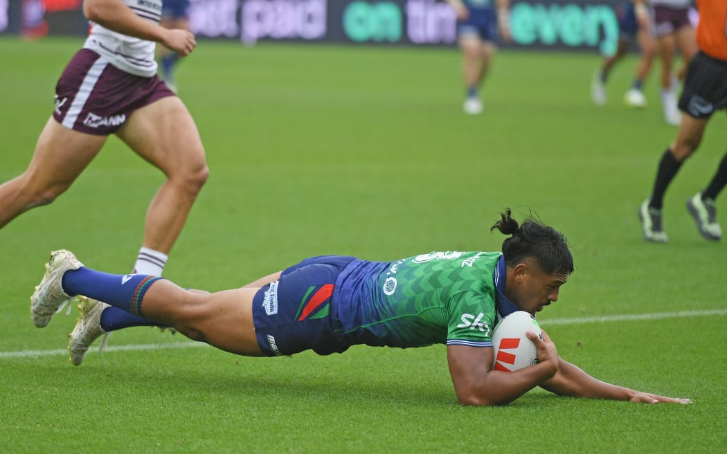 Warriors Ali Leiataua scores a try, NRL Pre Season Challenge, NZ Warriors v Sea Eagles. McLean Park, Napier. Saturday 14 February, 2026