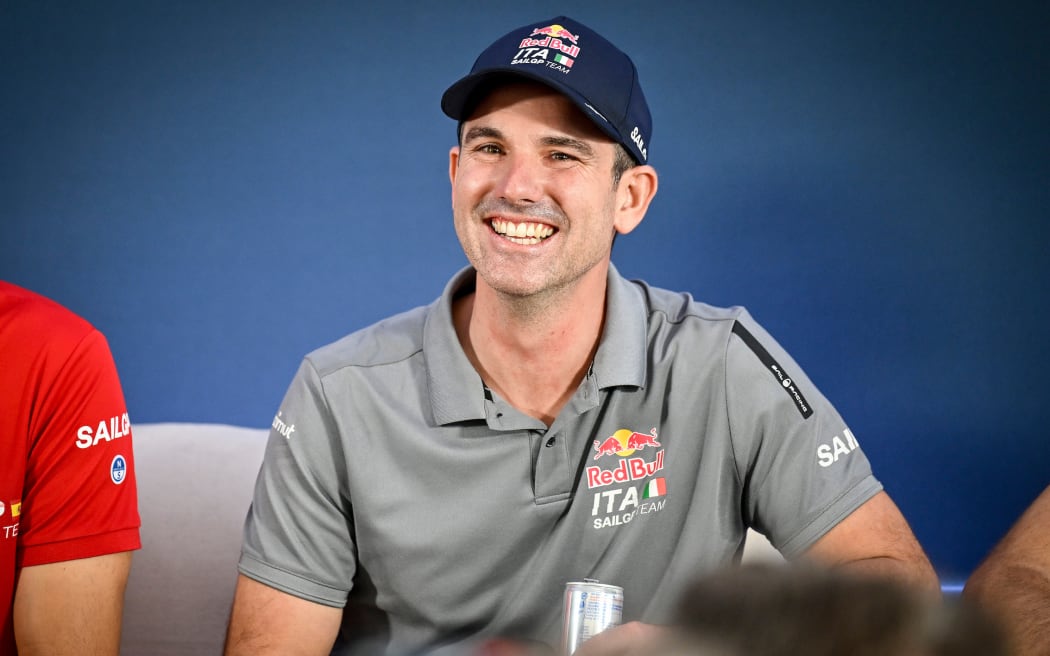 Red Bull Italy Phil Robertson reacts during the New Zealand Sail Grand Prix Auckland opening press conference at the Adrenaline Lounge, Auckland.