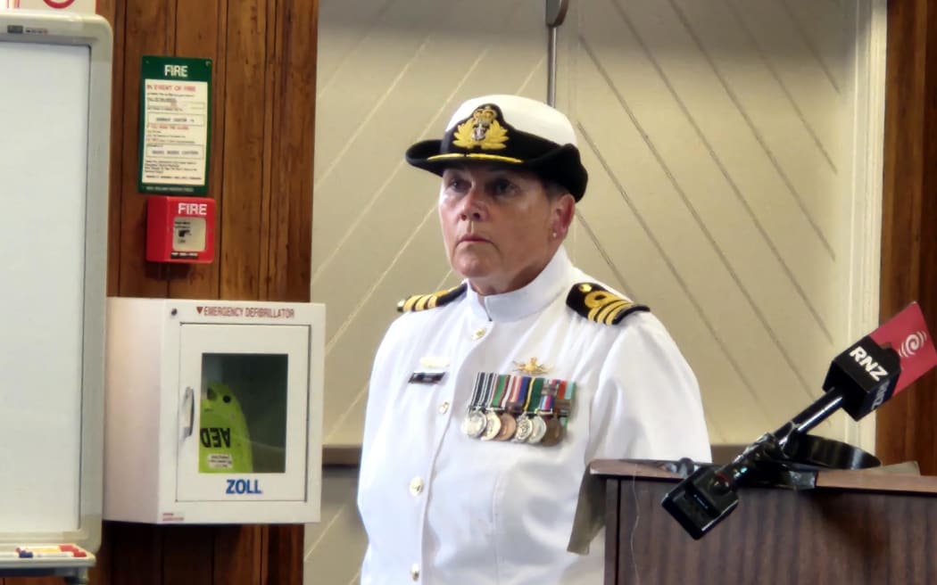 Former Ship Commander of HMNZS Canterbury - Bronwyn Heslop at a Court Martial at Auckland's Devonport Naval Base.